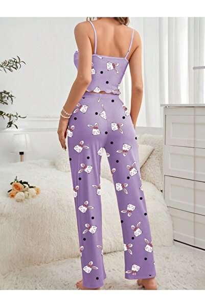 Cesur Kadın Askılı Uzun Pijama Takımı PurpleRabbit1