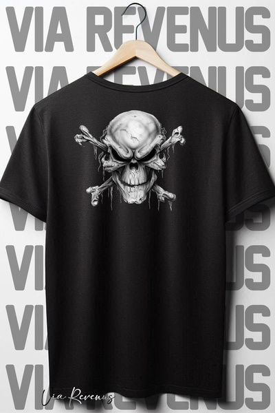 Vordevia Tricou oversize negru cu imprimeu pe spate cu craniu