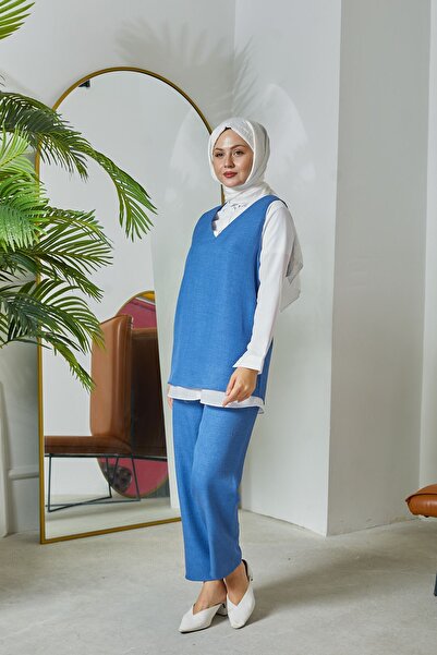 Smy moda Комфортний 3-х предметний жіночий комплект - светр, сорочка та брюки