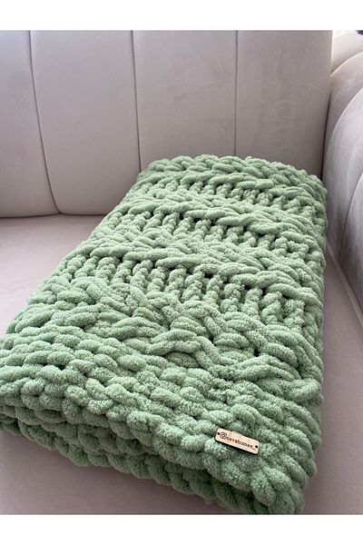 Neva Puffy Organic Hand Knitted Baby Gift Blanket 100*100 cm
