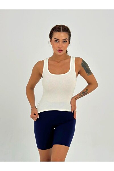 Maison La Femme White Camisole Fabric Wide Strap Crop Blouse