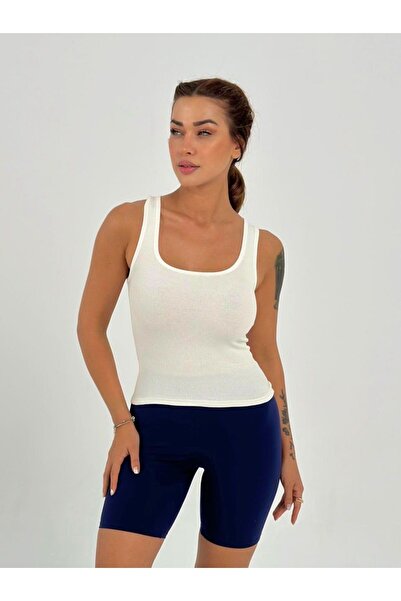 Maison La Femme White Camisole Fabric Wide Strap Crop Blouse