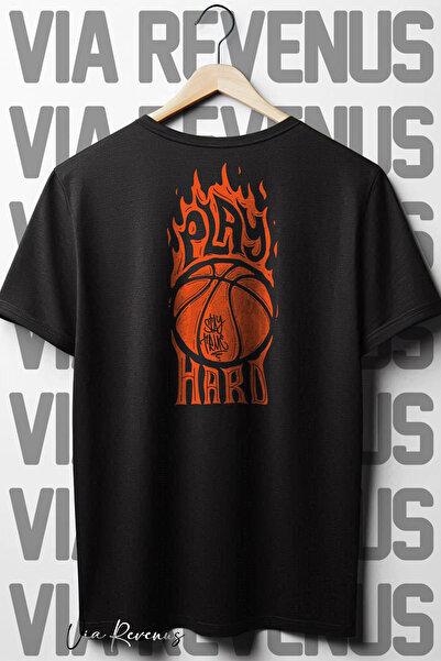 Vordevia Crna Oversize kroj Igraj tvrdo nazad Štampano T-shirt