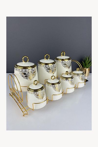 ACAR 7-Piece Luxury Porcelain Spice Set - Astor Gold