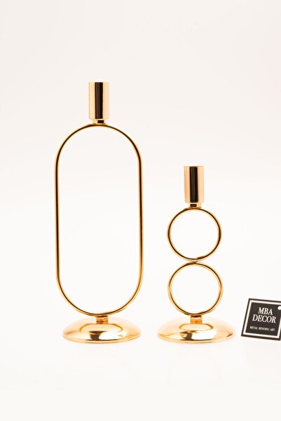 mba decor metal bending art Orbital Grow İkili Şamdan Mumluk - Dekoratif Paslanmaz Kaplama Ev Dekorasyonu İçin Gold Şıklığı