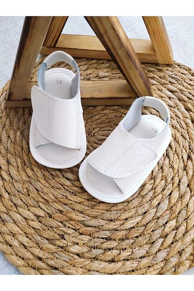 MİNİBİRİ Unisex Model Genuine Leather Non-Slip Sole Baby Sandals