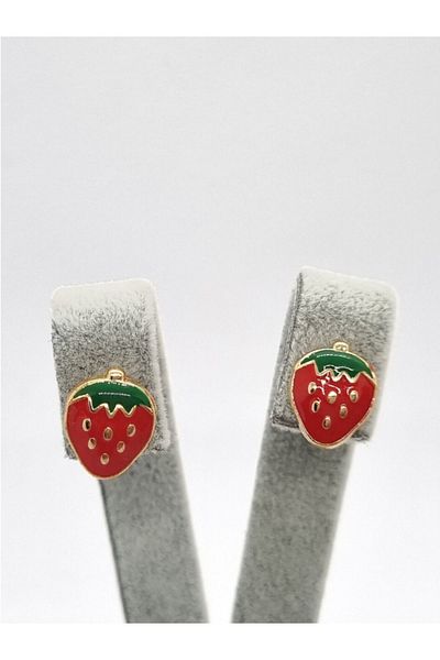 JEWELRY Gold Colored Strawberry Earrings - Cute Figure Design for Women and Children
