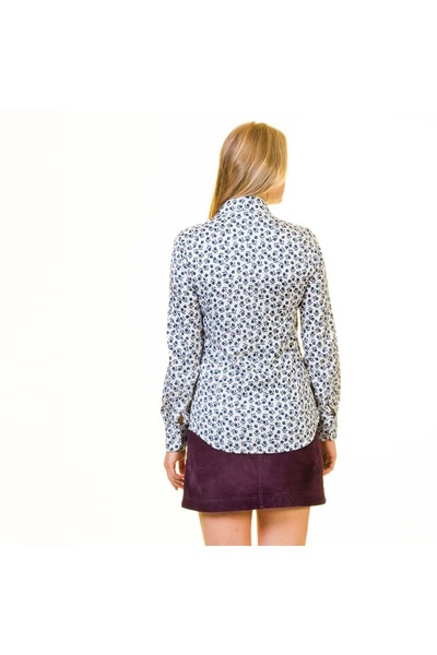 Exve Exclusive Жіноча сорочка білого кольору з синім квітковим принтом