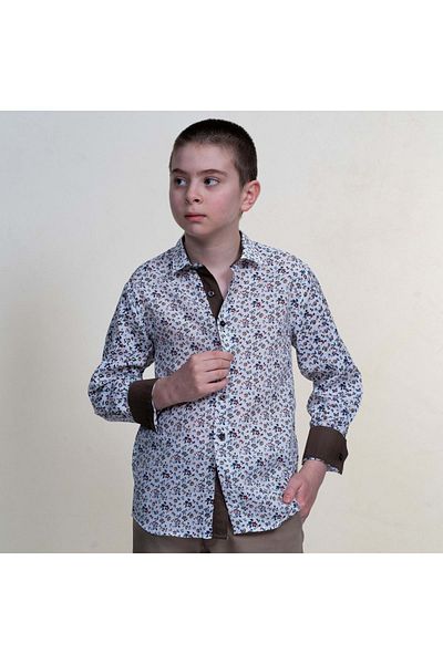 Exve Exclusive Cămașă albă pentru copii cu model de flori colorate