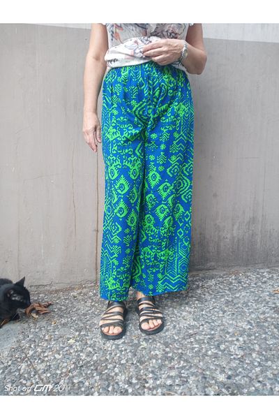 hoaryage Ethnic Patterned Viscose Print - 100% Cotton Elastic Waist Trousers