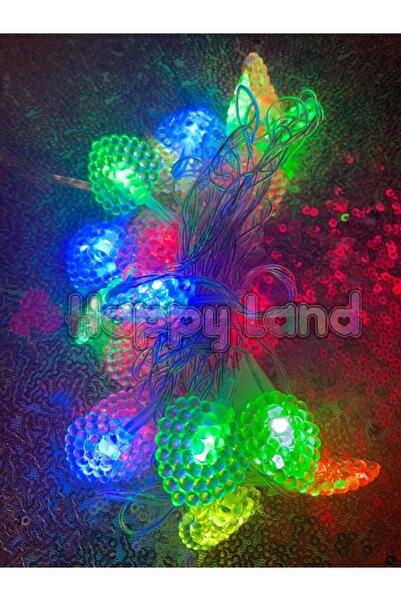 Happyland Kalp Led 4 Metre Rengarenk Fişli Beyaz Kablolu Animasyonlu Led Yılbaşı Vitrin Dekorasyon Işığı