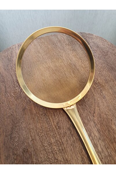 LOVYCO 21.5 Cm Colander - Boiling and Frying Tongs with Gold Color Steel Strainer