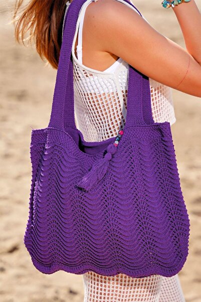 CHUBA Purple Knitwear Women's Bag - Casual Hand and Beach Accessory, Lined and Strap Chax803