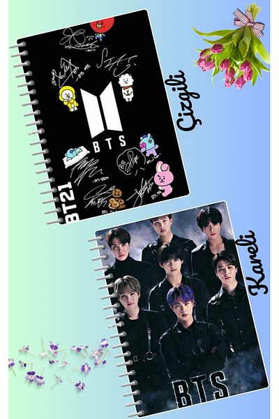 animeandyourworld طقم دفتر ملاحظات BTS جين جيمين في جانجكوك سوجا 2 قطعة مقاس A4 21*30 مخطط + مربعات 60 سيف
