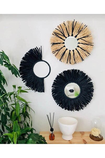 TrendSende Rafya Ayna Duvar Süsü Kağıt Rafya