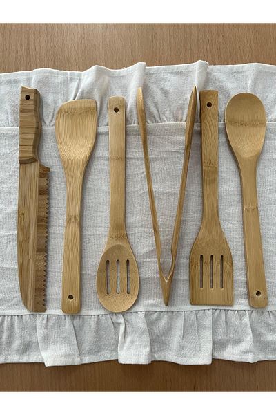 Mirilliahome Bamboo Kitchen Utensils Set - Ladle, Spatula and Tongs