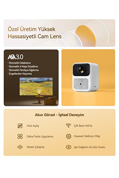 wanbo Dali 1 Android 9.0 Taşınabilir Projeksiyon Cihazı  350 ANSI Lumens Home Theatre Auto-focus 720p