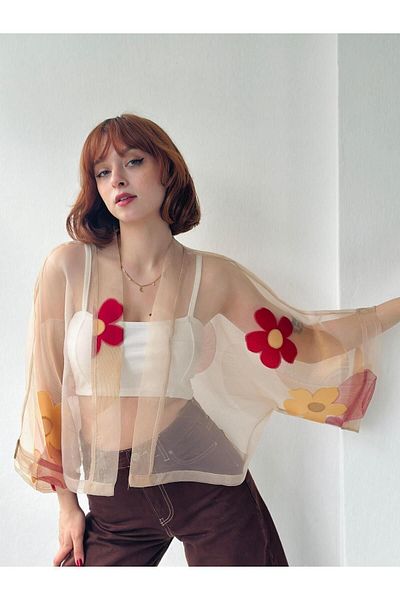 Retrobird Design Mini Kimono Women's Sand