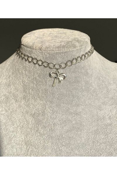 Pinky Lady Coquette Aesthetic Choker - Bow Necklace
