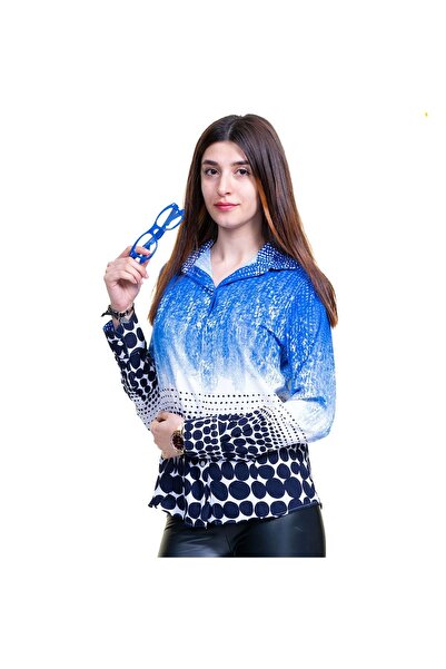 Exve Exclusive Синя спідниця з візерунком «Блакитний океан» Детальна жіноча сорочка