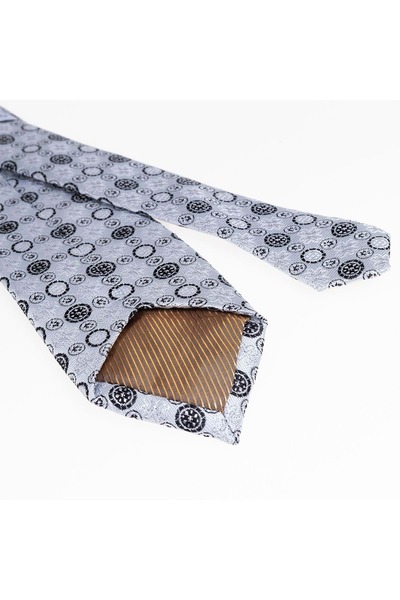 Exve Exclusive Gray Black Geometric Shaped Handcrafted Tie Handkerchief Set