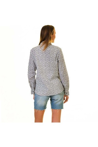 Exve Exclusive Біла чорна сорочка з візерунком листя для жінок