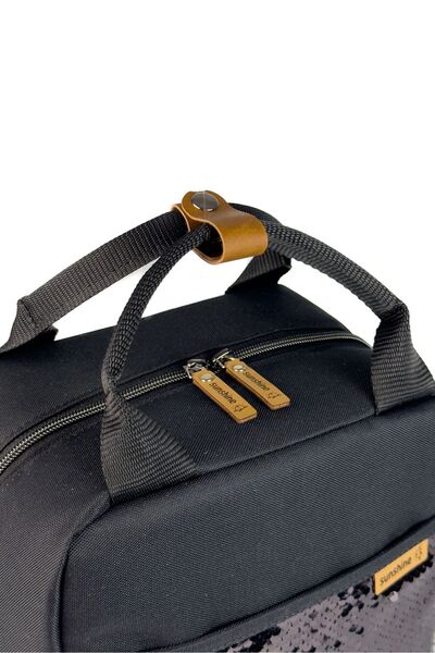 SUNSHINE Pullu Siyah Su Geçirmez Kumaş Yalıtımlı Yemek Çantası Termal Çanta Beslenme Çantası