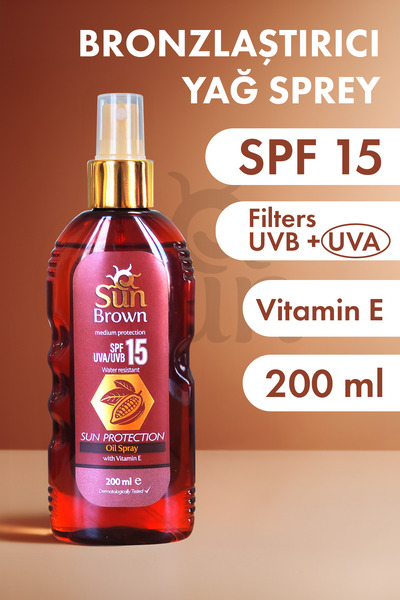 Sun Brown Güneş Koruyucu Güneş Yağı Spreyi Spf15 200 ml