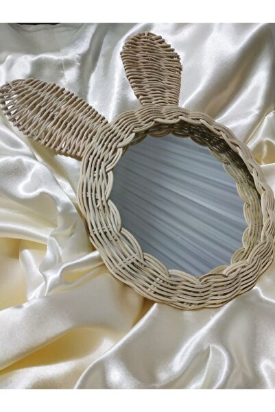 ARCE YAŞAM 25 Cm Rattan Hasır Bambu Tavşan Kulak Ayna - Bunny Ayna