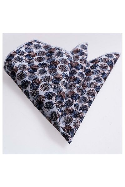 Exve Exclusive Brown Blue Spotted Collar Pocket Handkerchief