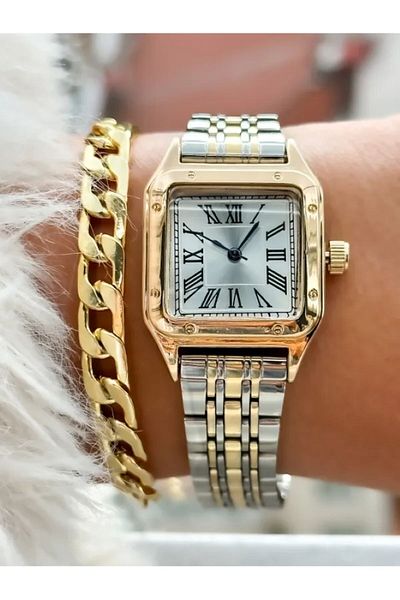 İSTLİV Roman Silver-Gold Women's Wristwatch (Bracelet Not Included the Price.)