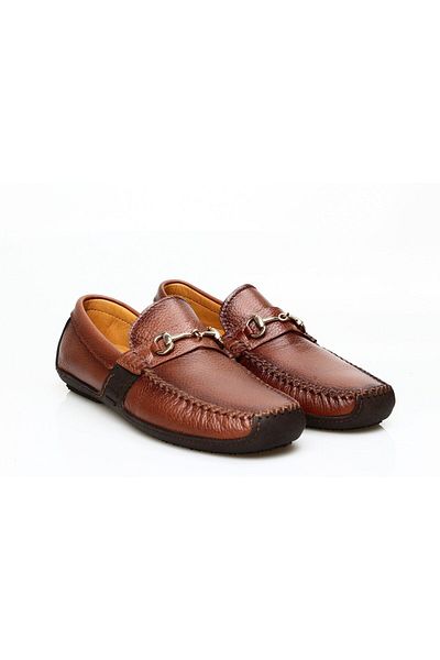 Butik Tan Color Laceless Genuine Leather Men's Shoes