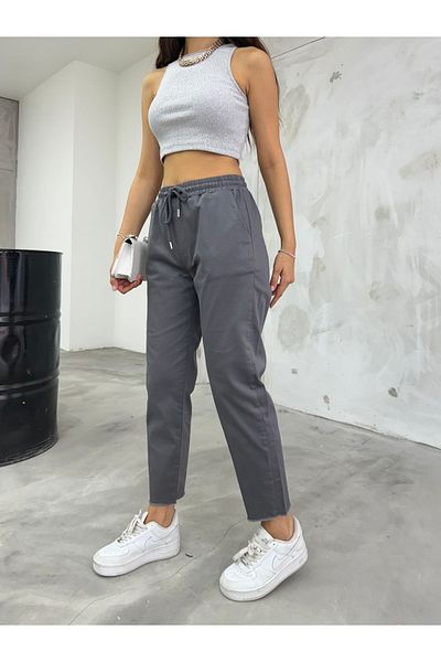 BİKELİFE Hoch taillierte Damenhose aus Leinen-Baumwoll-Mischgewebe mit Taschen