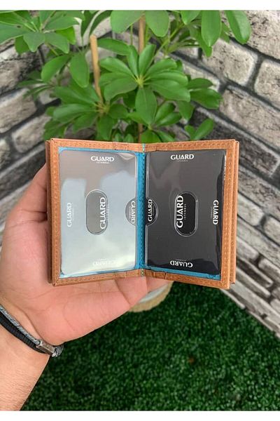 GUARD Tan Leather Antique Card Holder