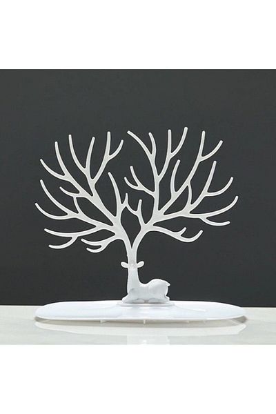 optana White Jewelry Stand with Deer Design Ring Earring Necklace Hanger Jewelry Organizer Hanger
