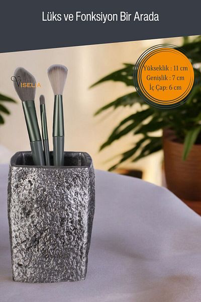 Viselia Ασημί Antique Πολύχρωμο Organizer Μακιγιάζ - Βούρτσα και Μοντέλο Πινέλου 7