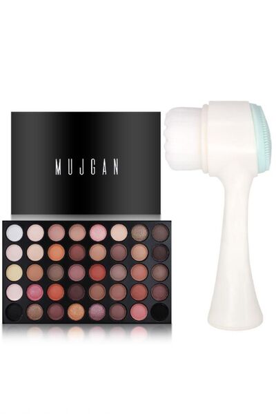 Rose 2'li Makyaj Takımı 40'lı Sedefli - Mat Far Paleti + Cilt Temizleme Fırça...