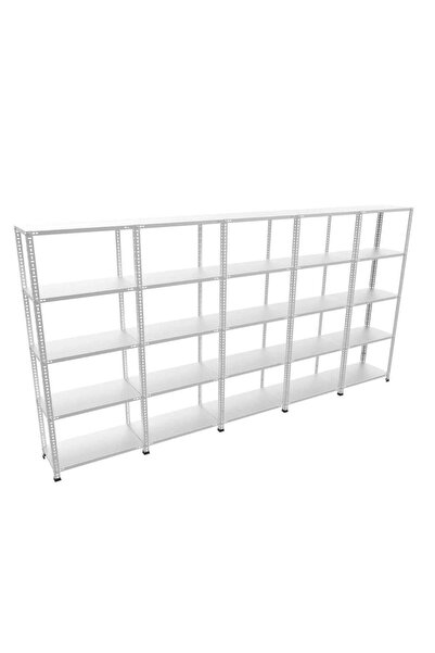 Rafistan 5 Katlı 5’li Bitişik Galvaniz Çelik Raf.depo,dosya Raf 43x300x200 Cm