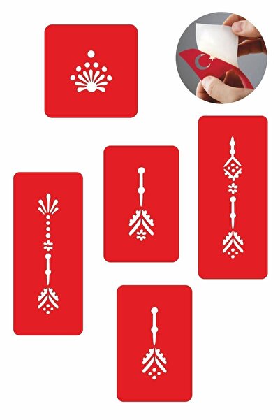 Airbrush Tattoo Zarif Parmaklar 5 Adet Geçici Dövme Kına Şablonu