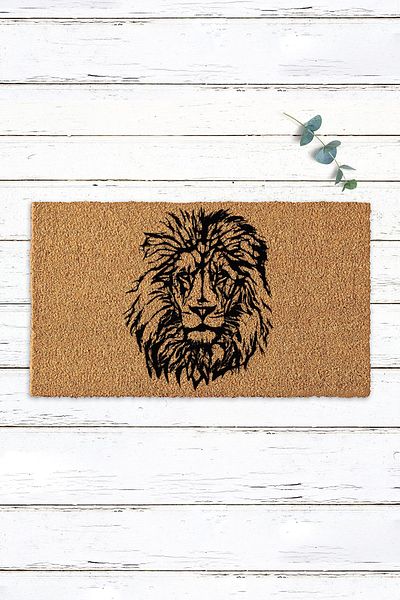 Paspas Yap Lion Designed Koko Mat Door Mat Door Mat Pvc Base Koko Mat Bristle Mat Exterior Door