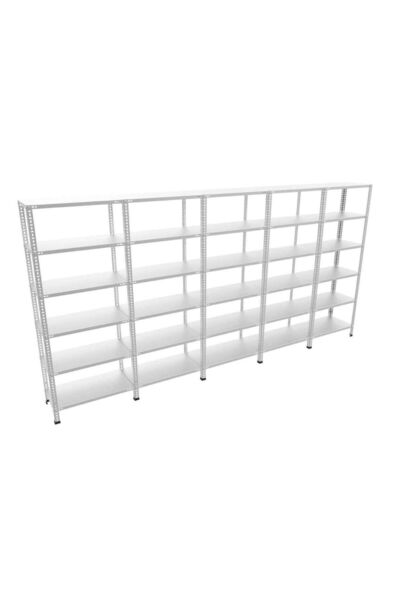 Rafistan 6 Katlı 5’li Bitişik Galvaniz Çelik Raf. Depo, Dosya Raf 31x465x250 cm