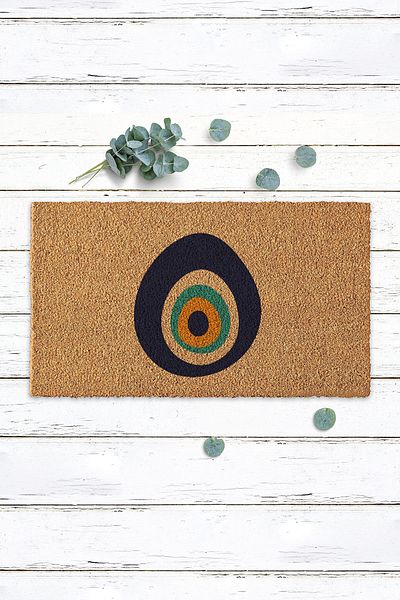 Paspas Yap Evil Eye Beaded Door Mat Koko Door Mat Outside Door Mat Bristle Mat Entrance Mat for Home