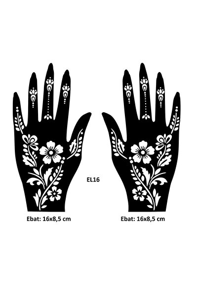 Airbrush Tattoo Zarif Motifler El Üstü 2 Adet Kına Kalıbı Kınasız Sadece Desen