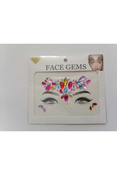 Enhavalı Gold Kendinden Yapışkanlı Yüz Taşı Sticker Face Gems Model4