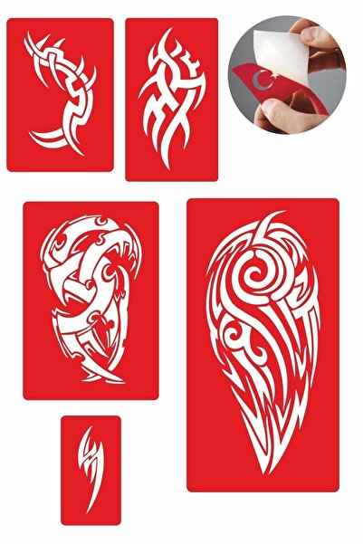 Airbrush Tattoo 5 Adet Geçici Dövme Kına Şablonu