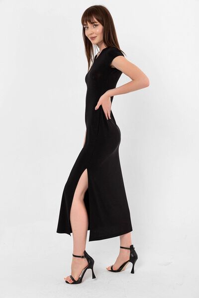 Laranor Κομψό μαύρο φόρεμα με λαιμόκοψη - ημέρα και νύχτα