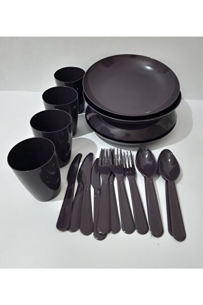 renkli çiçekler Piknik Seti 20 Parça Plastik Piknik Için Tabak Bardak Kaşık Ç...