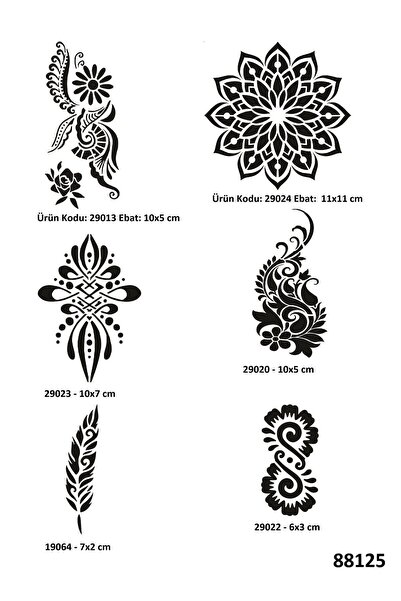 Airbrush Tattoo Kadın Sembolleri 6 Adet Geçici Dövme Kalıbı Spreysiz Sadece Ş...