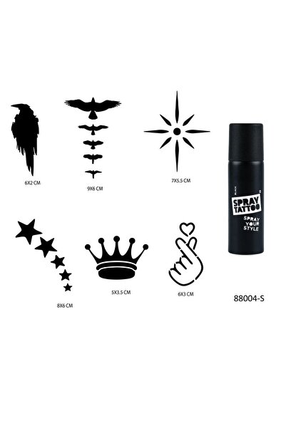 Airbrush Tattoo Kuşlar ve Yıldızlar Spray Tattoo Geçici Sprey Dövme Seti