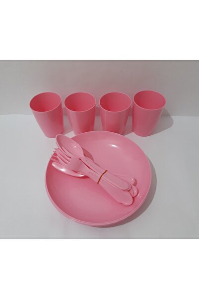 renkli çiçekler Piknik Seti 20 Parça Plastik Piknik Için Tabak Bardak Kaşık Ç...